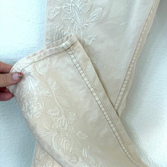 ISABEL MARANT Embroidered Studded Skinny Jeans Beige Cotton Boho Chic FR38 US 6 - Picture 7 of 9